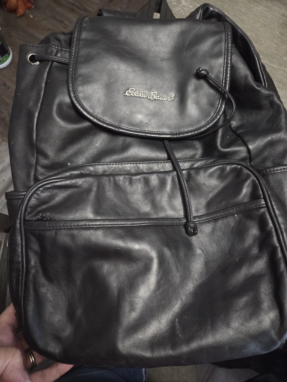 Eddie Bauer Black Leather Men's Backpack